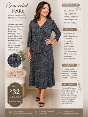 connected apparel Heathered Black V-Neck Long Sleeve Maxi Dress